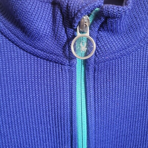 Spyder Encore Full Zip Jacket Fleece Lined Mock Neck Indigo Blue Size Kids 10-12 - Picture 7 of 12